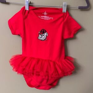 University of Georgia UGA Baby Tutu One Piece‎ Bodysuit Sz 12M